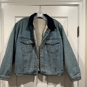 Brandy Melville Blue Jean Jacket with Black Collar